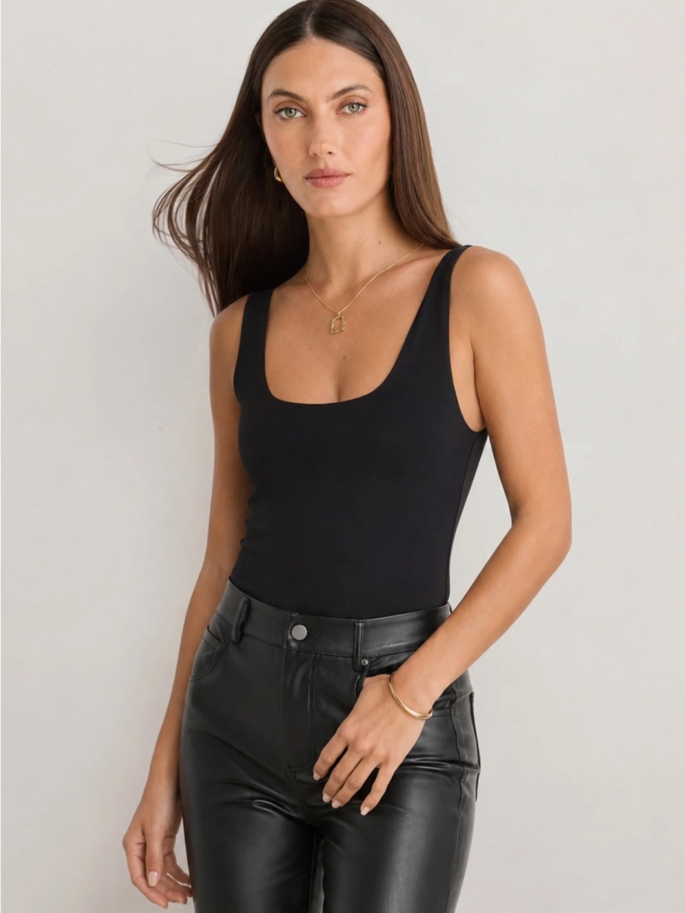Noli Black Scoop Neck Bodysuit